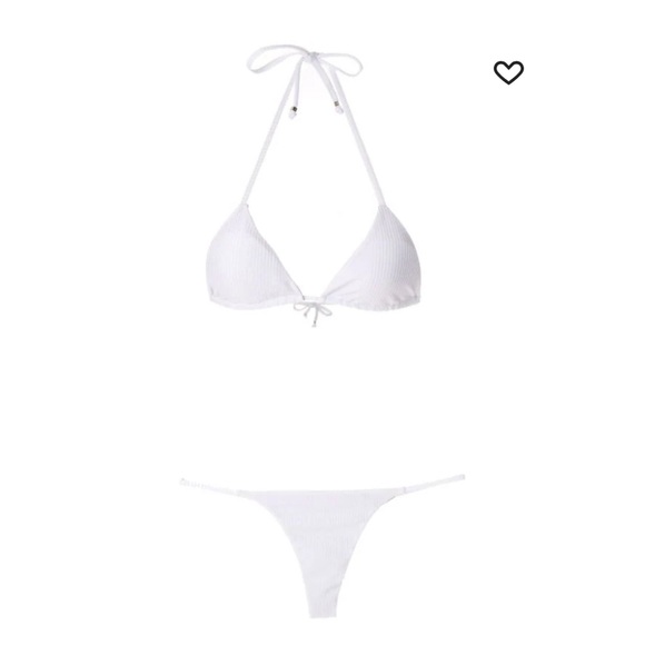 Amir slama ribbed white triangle bikini top P/S - Picture 2 of 15